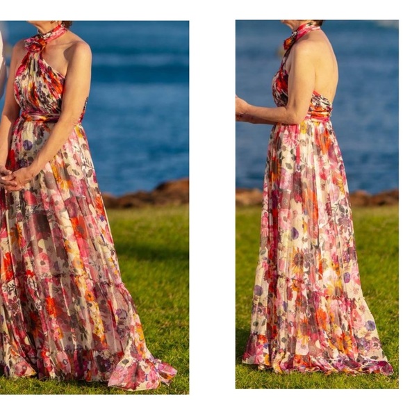 NEW Mac duggal white pink red Floral gown size 10 - Picture 1 of 16